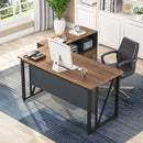 Axyaa Executive Desk Set with Lateral File Cabinet for Home Office Furniture
