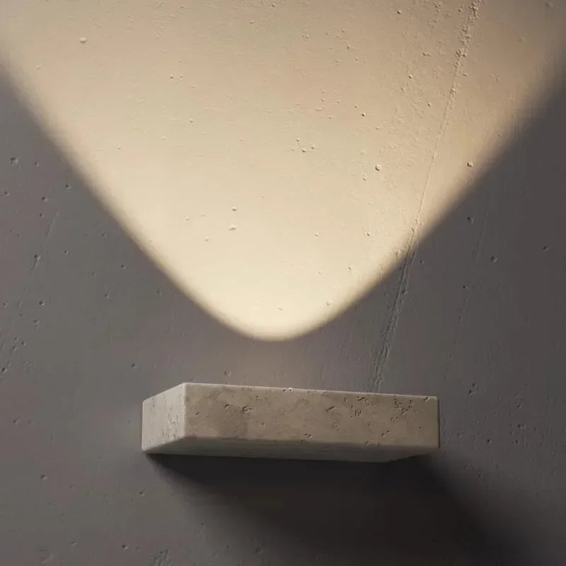 Axyaa Yellow Travertine LED Wall Sconce - Modern Minimalist Marble Lamp