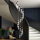 Axyaa Black Gold Crystal Rotating Duplex Pendant Light