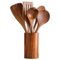 Axyaa Teak Wooden Kitchen Utensils Set - Non Stick Cooking Tools