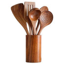 Axyaa Teak Wooden Kitchen Utensils Set - Non Stick Cooking Tools