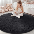 Axyaa Plush Round Carpets: Non-Slip, Washable Rugs for Living Room & Bedroom