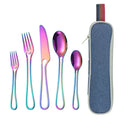 Axyaa Stainless Steel Portable Travel Dinnerware Set with Straw Pouch and Cutlery