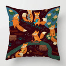 Axyaa Linen Fox Sofa Cushion Cover 50x50 Square Home Décor Pillowcase