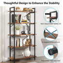 Axyaa Industrial 5-Tier Bookshelf with Metal Frame, Rustic Tall Bookcase for Living Room