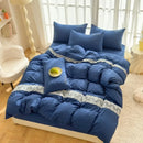Axyaa Washed Cotton Double-Layer Yarn Lace 4-Piece Set, Breathable & Skin-Friendly