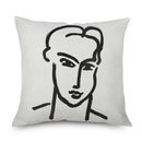 Axyaa Minimalist Matisse Portrait Linen Pillow Case, Sofa Decor, Simple Line Drawing