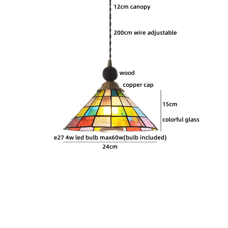 Axyaa Ceramic Wood Copper LED Pendant Light - Japan Style Chandelier