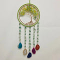 Axyaa Agate 7 Chakra Gem Dream Catcher Wall Decor Moon Gemstone Wind Chime