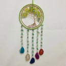 Axyaa Agate 7 Chakra Gem Dream Catcher Wall Decor Moon Gemstone Wind Chime