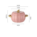 Axyaa Pumpkin Binaural Ceramic Soup Pot with Lid Large Noodle Bowl