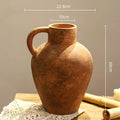 Axyaa Retro Pottery Vase with Geometric Handle for Home Decor