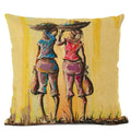 African Tribal Life Oil Painting Decorative Cushion Cover for Axyaa Branded Linen Pillowcase
