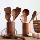 Axyaa Teak Wooden Kitchen Utensils Set - Non Stick Cooking Tools