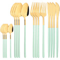 Axyaa Black Gold Mirror Stainless Steel Cutlery Set Dinnerware Flatware Knife Spoon Fork