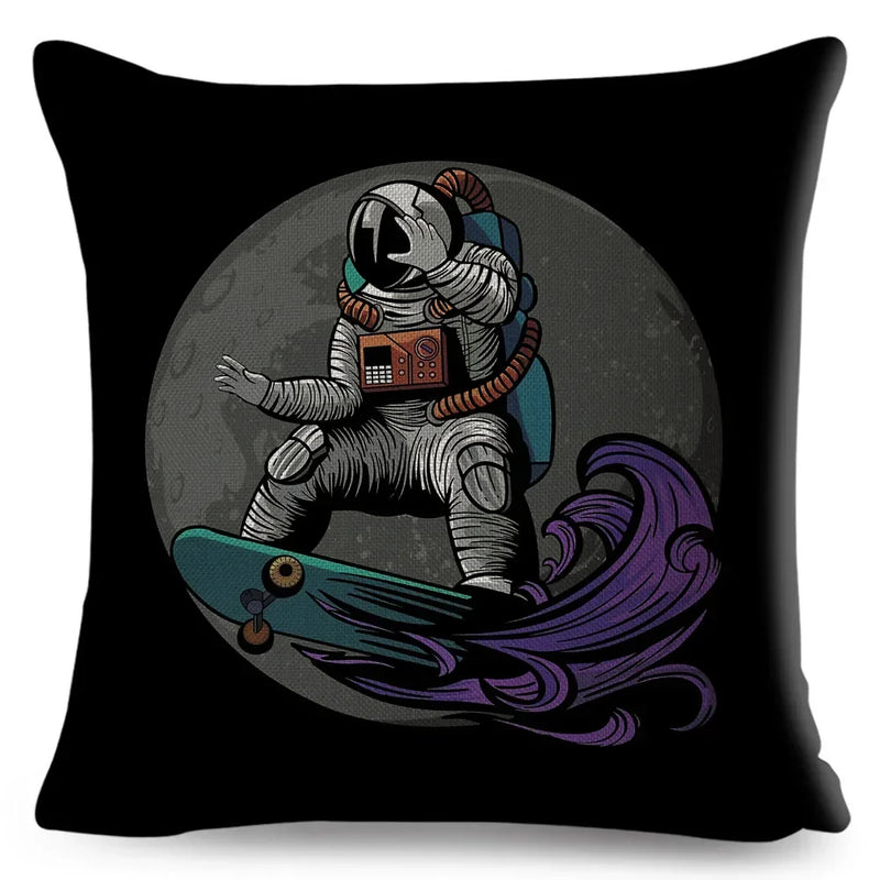 Axyaa Astronaut Sports Cushion: Fun Home Decor for Kids Room, Planet & Music Theme
