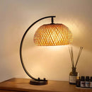 Axyaa Bamboo Weave Table Lamp for Home Office Wabi Sabi Decor