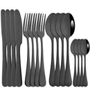 Axyaa 16-Piece Stainless Steel Cutlery Set - Silverware Spoon Knife Fork Tableware