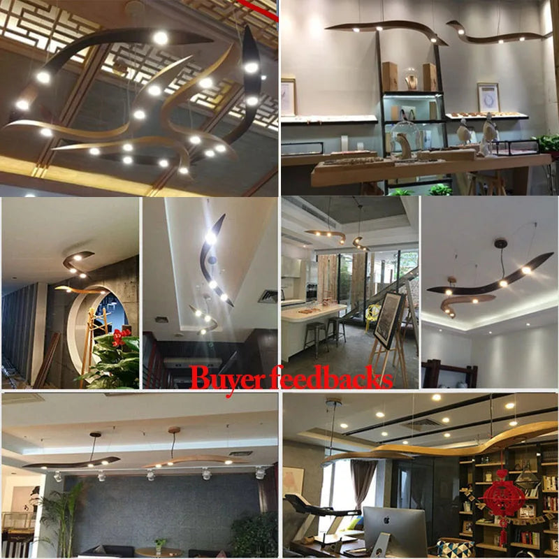 Axya Modern Wooden Pendant Lights LED Ceiling Lamps Fixture for Home and Commercial Lighting.