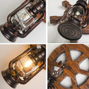 Axyaa Wood Rudder Wall Lamp: Retro Industrial Vintage Design for Restaurant, Cafe, Bedroom