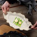 Axyaa Ceramic Binaural Vegetable Plate | European Retro Design for Snacks and Fruit