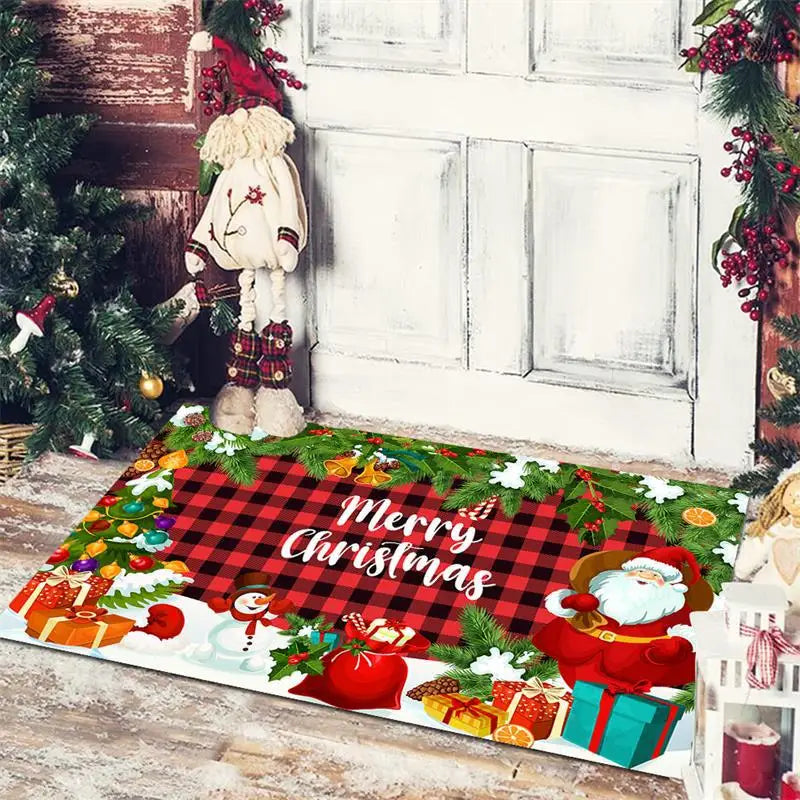 Christmas Dwarf Print Floor Mat for Living Room and Balcony Decoration by Axyaa