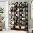 Axyaa 6-Tier Tall Arched Bookcase, Freestanding Narrow Corner Bookshelf Display Shelves