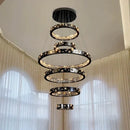 Axyaa Crystal Chandelier Stair Pendant Lamp Living Room Pendant Lights