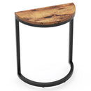 Axyaa Half Round Wood Accent Table with Metal Frame, Small C-Shaped End Table