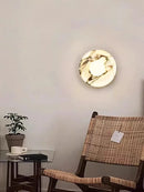 Axyaa White Marble Wall Lamp for Living Room, Staircase, Bedroom - Minimalist Circular Design