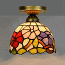 Axyaa European Floral Rose Mosaic Ceiling Light - Antique 8" Flush Mount for Dining Room/Library