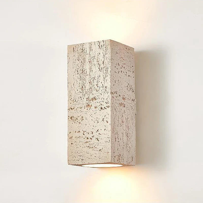 Axyaa Wabi-sabi Cement Wall Lamp Square Nordic Retro Sconce Light for Foyer Bedroom