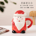 Axyaa Santa Claus Ceramic Mug with Lid, Christmas Gift for Office, Home - Couple Water Cup