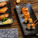 Axyaa Ceramic Sushi Dish: Japanese Style Flat Plate, Rectangular Hotel Tableware