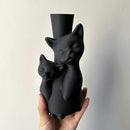 Axyaa Bohemian Cat Vase - Black Cylindrical Home Decor for Flowers