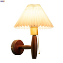 Axyaa Fabric LED Wall Sconce Walnut Wood Lamp for Bedroom Living Room