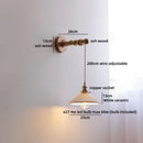 Axyaa LED Wall Light Fixture Switch Stair Lighting Round Ceramic Wood Bedside Lamp