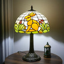 Axyaa Retro Bunny Floral Table Lamp - Stained Glass Shade for Living Room & Bedroom