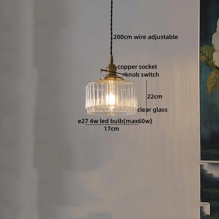 Axyaa Clear Glass LED Pendant Chandelier - Nordic Hanging Lamp for Kitchen, Living Room