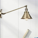 Axyaa Vintage Brass Copper Wall Sconce Adjustable Arm Umbrella Wall Light
