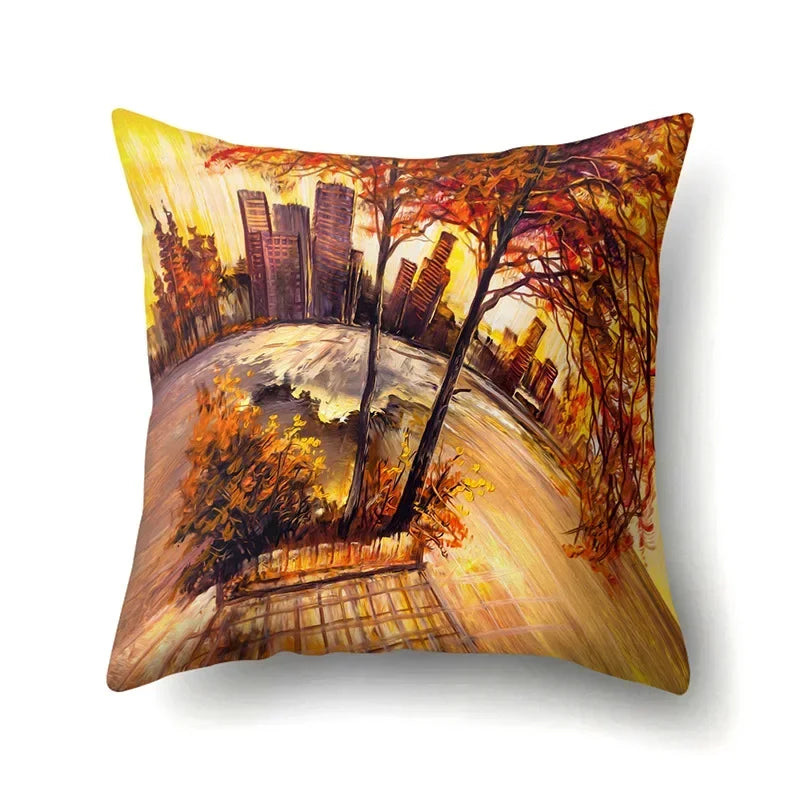 Axyaa Snowflake Christmas Cushion Cover 45*45cm - Four Seasons Scenery Decoration Pillow Case