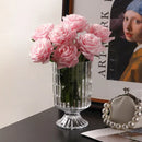 Axyaa Red Glass Vase for Stylish Living Room Decor, Elegant Hydroponic Flower Arrangement