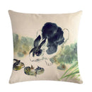 Axyaa Rabbit Pillowcase: Cute Ink Style for Office, Car, Sofa & Living Room