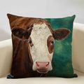 Axyaa Cattle and Sheep Cushion Cover for Home Decor - 45x45cm Linen Pillow