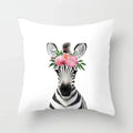 Cute Animals Print Decor Pillowcase by Axyaa - Pink Flower Theme