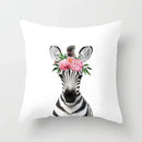 Cute Animals Print Decor Pillowcase by Axyaa - Pink Flower Theme