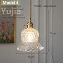 Axyaa Vintage Clear Glass Brass Pendant Light for Kitchen Dining Bedroom