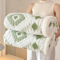 Axyaa Double Layer Geometric Jacquard Fleece Blanket: Thick & Warm Sofa Throw for Autumn/Winter