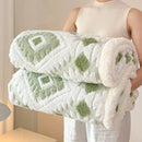 Axyaa Double Layer Geometric Jacquard Fleece Blanket: Thick & Warm Sofa Throw for Autumn/Winter