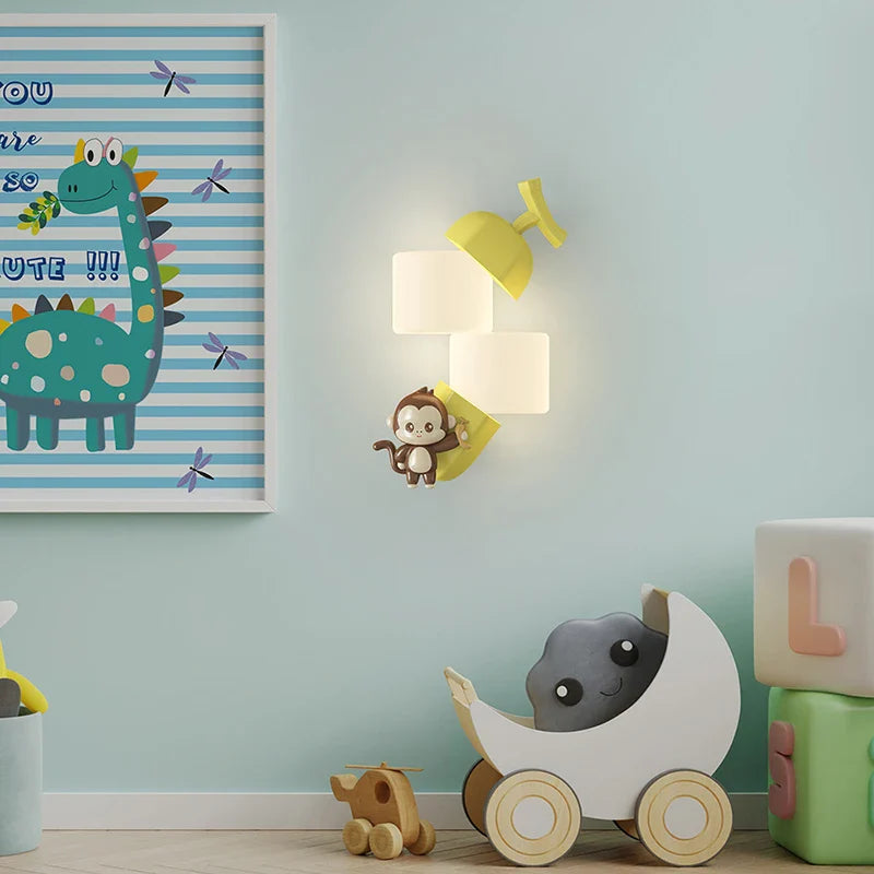 Axyaa Cute Animal Nursery Wall Lamp for Kids Room Décor